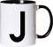 Mister Merchandise Becher Tasse Buchstabe J Kaffee Kaffeetasse liebevoll Bedruckt Anfangsbuchstabe Initial Initialien Weiß-Schwarz