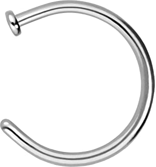 PIERCINGLINE Titan Nasenring offen PLATTE Piercing Lippe Augenbraue Nase Ohr Silberfarben 0,8 x 6 mm