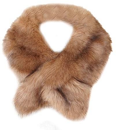 Asudaro Damen Winter Schal Kunstfell Kragen Pelzkragen Schal Brautschal Brautstola Kunstpelz Schal Wrap Nackenwärmer Halstücher Pelzschal für Kapuze Jacke 130cm