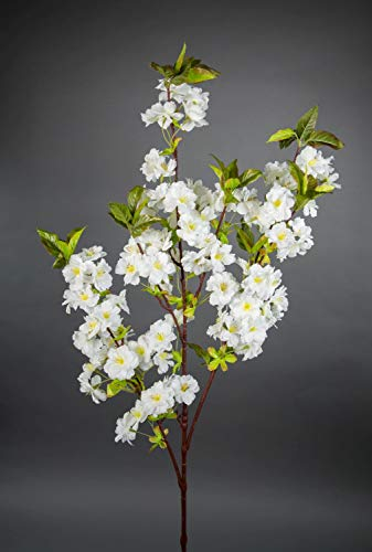 Kirschblütenzweig 105cm weiß ZF Kunstblumen Seidenblumen künstliche Kirschblüten Zweige Blumen