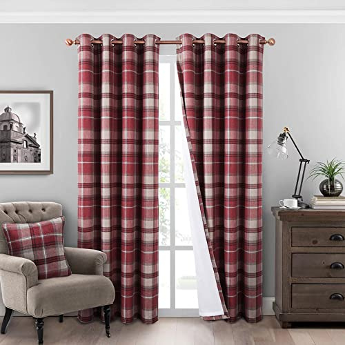 always4u Alexandra Cole Verdunkelungsvorhänge für Schlafzimmer und Schlafzimmer, mit Thermoösen für Fenster, 2 Paneele, 54 x 95 cm, Rot, 2 Stück