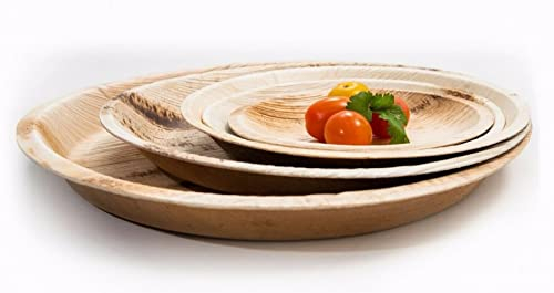 Canape King 25pcs Palm Leaf Round Plates | Eco-Friendly 25cm (10'') Biodegradable Compostable Bamboo Plates | Ideal Tableware for Wedding Party Picnic Outdoor Events