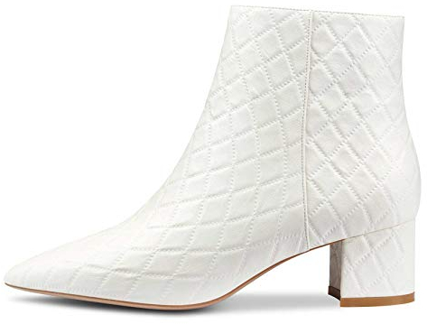 Castamere Stivali Donna Cerniera Polacchine Tacco a Blocco 5CM Medio Tacco Bianco Crema Pu Scarpe EU 40