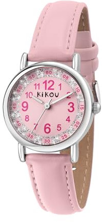 KIKOU Montre Enfant Mademoiselle en Cuir Rose