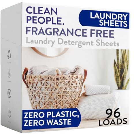 Clean People Laundry Detergent Sheets - Recyclable Packaging, Hypoallergenic, Stain Fighting - Ultra Concentrated, Laundry Soap - Fragrance Free, 96 Pack