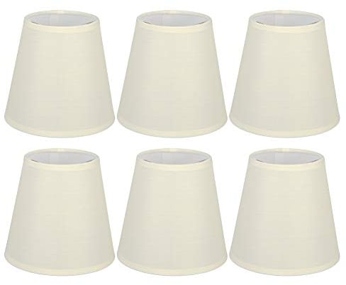 Tissting 6Pcs Cremefarbener Kleine Lampenschirm, E14 Beige Lampenschirms Klein Vintage Clip Hängende Stoff Lampenschirm für Wandleuchte Kronleuchter Dekoration