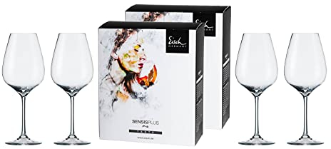 EISCH Superior SensisPlus Syrah Glas, 600 ml, Rotweingläser mit SENSISPLUS-Belüftungstechnologie, Brilliantes Kristallglas, 4 Stück im Geschenkkarton