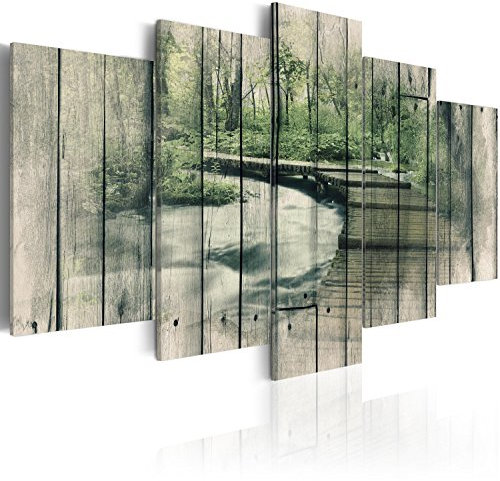 B&D XXL - Tableau Acoustique Paysage 100x50 cm 5 Parties - Décoration Murale Anti-Bruit Isolation Phonique Bureau Chambre Panneau Insonorisant Impression sur Toile - Nature Paysage c-C-0054-b-p