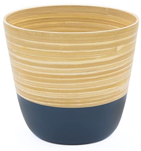Dehaus® Pot de Fleur en Bambou Fait Main Élégant, Pots de Fleurs Interieur, Cache Pot Plante Interieur, Jardiniere, Pot Plante, Porte Plante, Pot Fleur, Moyen Cache-Pots 17 cm D x 16 cm H (Bleu)