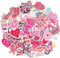 50pcs Pink Preppy Style Stickers Valentines Day Pink Girl Laptop Computer Bedroom Wardrobe Skateboard Phone Luggage Guitar DIY Decal For Students Teens Girl