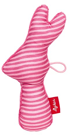 SIGIKID Greifling Hase, RedStars Babyspielzeug mit Rassel: greifen, entdecken, spielen, für Babys ab Geburt, Art.-Nr. 42892, pink 15 cm