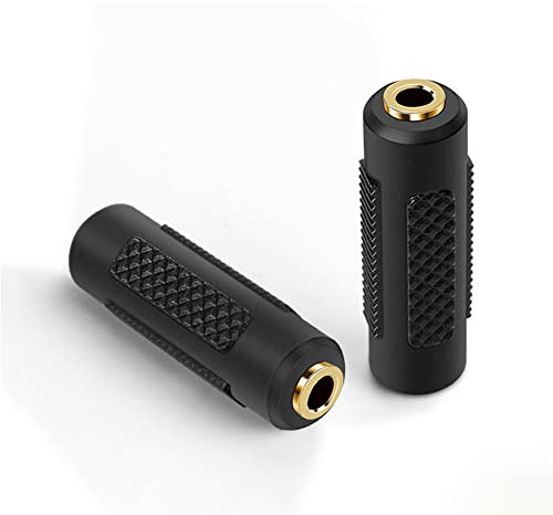 SHANFEILU Adattatore jack stereo da 3,5 mm a jack da 3,5 mm femmina a femmina, accoppiatore connettore audio placcato oro per cavo stereo altoparlante e cuffie, confezione da 2