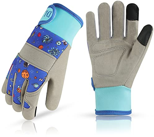 DLY Gartenhandschuhe Kinder 3-7 Jahre, Arbeitshandschuhe Kinder, Werkhandschuhe Kinder, Fanghandschuh Kinder, Kleinkinder Arbeiterhandschuh Handschuhe (L)
