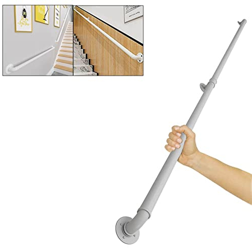 Whnoorher Wandhandlauf für Treppen drinnen draußen Treppen Handlauf für Badezimmer Lofts Treppen Geländer Handlauf Rutschfestes Treppengeländer Schmiedeeisen Treppenhandläufe Weiß (Size : 600cm)