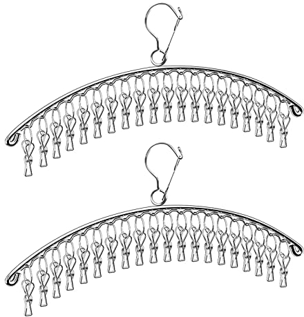 GZkushi 2 Stück Edelstahl Sockentrockner, Winddicht Trockengestell mit 40 Clips für Socken, Unterwäsche, Mütze, Schal, Handtücher, Schuheinlagen