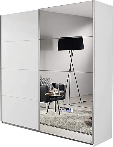 AVANTI TRENDSTORE - Rubito Armadio con ante scorrevoli e con un' anta specchiata. Molto spazioso in laminato colore bianco. Dimensioni: LAP 181x197x61cm