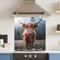 Premium 70 cm x 75 cm Highland Cow Glass 6mm Kitchen Splashback Heat Resistant Toughened Polished Edges - Back Splash Back Coloured Hob Painted Tempered Splashback