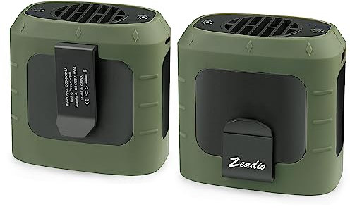 zeadio Portable Waist Clip Fan, 3 Speeds 10000mAh Operated Hands-free Wearable Necklace Fan, with lighting function for Hot Flashes Home Office Travel Outdoor Sports - Green