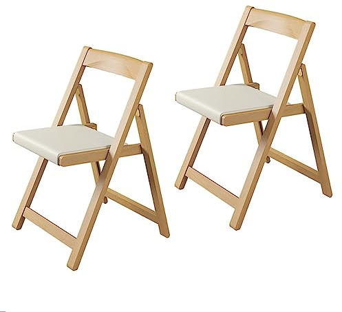 oiakus Hölzerner Klappstuhl, gepolsterter Esszimmerstuhl im 2er-Set, tragbarer Küchenstuhl, platzsparender Klappstuhl, Bürostuhl, für Esszimmer, Wohnzimmer, Gärten, Terrassen, Stühle