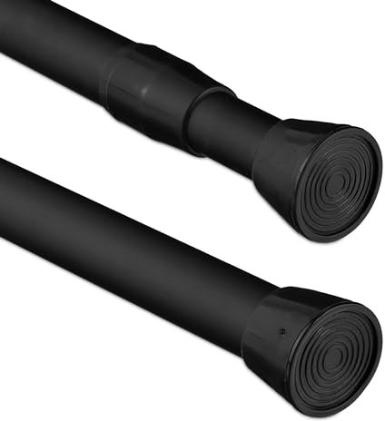 Relaxdays Tringle à Rideau Extensible, 66–110 cm, Barre de Serrage, sans perçage, Douche, fenêtre, Noir