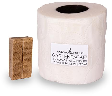 8x Klopapierfackel Gartenfackel – Handgemachte Outdoor Terrassenfackel aus Raps-Kokoswachs – Lange Brenndauer – Umweltfreundlich – Perfekt für Gartenpartys – Augsburger Handarbeit (8)