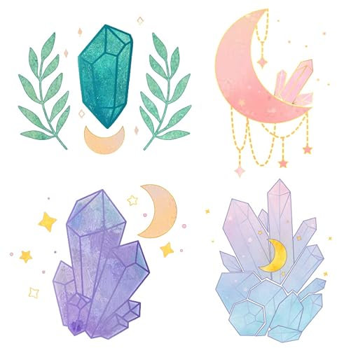 GORGECRAFT 4 Stile Kristall-Fensteraufkleber 16cm Mondphasen-Diamant-Fensteraufkleber Nicht Klebend Prismatische Vinyl-Regenbogenmacher Um Vögel Hunde Haustiere Zu Verhindern