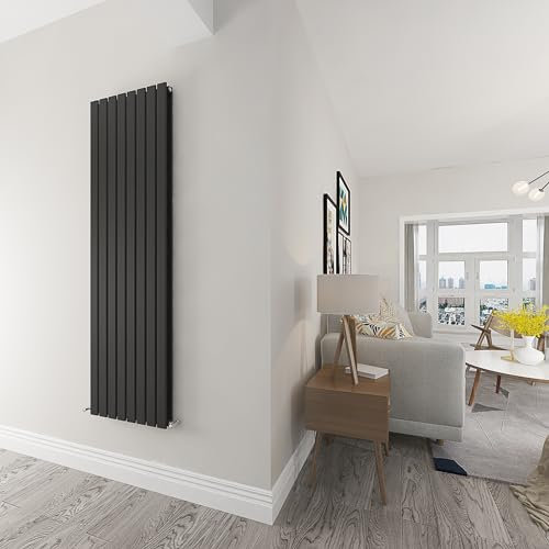 Black Flat Tube Radiator Modern Central Heating Radiator Designer 1800x544mm Radiator