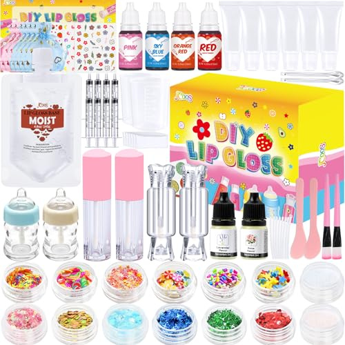 Jcoos Lipgloss Making Kit, 73PCS DIY Lipgloss Set für Teenager und Kinder, Modern, Ganzjährig, Kunststoff, Nicht zusammenklappbar