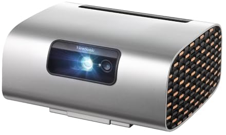 ViewSonic Proyector inteligente láser RGB portátil M10 con altavoz Harman Kardon, color plateado