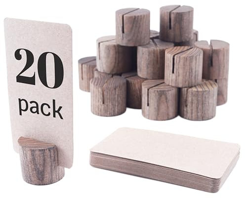 TOROS store Mini-Tischnummernhalter aus Holz, Tischkartenhalter, Namenskartenhalter für Tische, Holzbild- und Schildhalter, Braun, 20 Stück