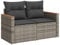 vidaXL Gartensofa 2-Sitzer, Sofa mit Kissen, Terrassensofa mit abnehmbarem waschbarem Bezug, Gartenmöbel Sofagarnitur, Grau Poly Rattan