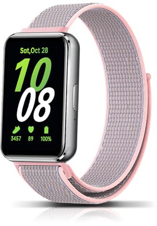 PaceBid Nylon Cinturino Compatibile con Samsung Galaxy Fit 3 Sostitutivo Sport Traspirante Morbido Adesivo Magico Donne/Uomini Bracciale in Ricambio per Samsung Galaxy Fit 3 (Rosa)