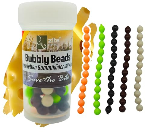 Zite Fishing Bubbly Beads Allround Mix 5x12 STK – Lachsei-Imitate - Phthalatfreie Forelleneier Auftreibend - UV-Aktive Gummiköder Forelle - Käse