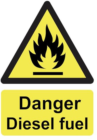 Danger Diesel Fuel Warning Site Safety Warning Sign Adhesive Sticker 160mm x 125mm