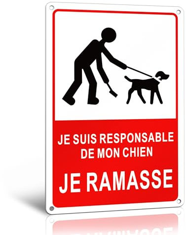 TAKULA 30 * 20CM Panneau Chien Crotte,je Suis Responsable de Mon Chien - Déjection Canine, Panneau pour Ramasser les Crottes de Chien