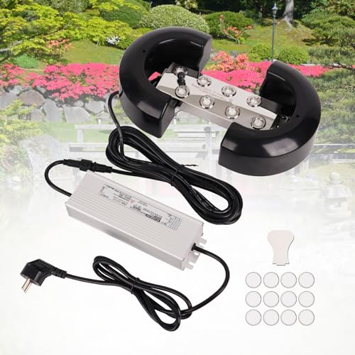 MOGOULUA Nebulizador ultrasónico de 8 cabezas, 6 l/h, con fuente de alimentación impermeable de 350 W, dispositivo de niebla pesado, para jardín, invernadero, etc