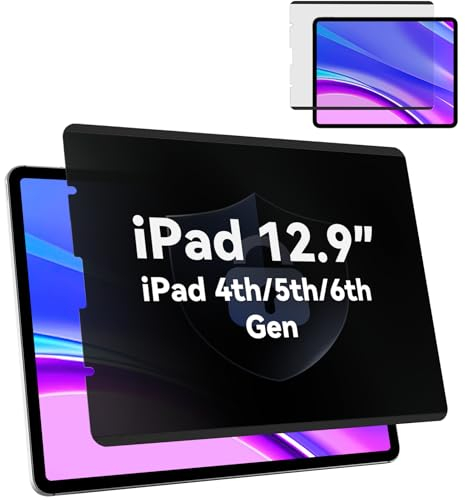 Magnetic Privacy Screen Protector Compatible with iPad Pro 12.9” 2022-2018 (6th/5th/4th/3rd Gen), Easy Install Shield Anti Glare Blue Light Filter, Horizontal and Vertical Black Security Film