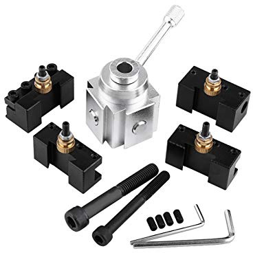 Drehbank-Schnellwechselwerkzeug, Set aus Aluminiumlegierung Schnellwechsel-Mini-Drehwerkzeughalter und Halter-Kit Drehmaschine Werkzeughalter Schraube Kit Set Boring Bar Drehen Schlüssel Halter