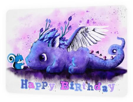 TinyTami Drachen Geburtstagskarte Postkarte, süsser Drache, samtig weiche Oberfläche, A6