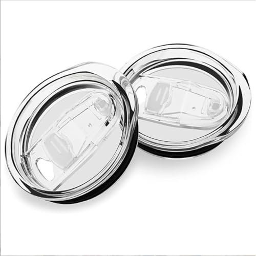YILANJIN 2-Pack 20 Oz Skinny Replacement Lids, Clear Plastic Spill-Proof Covers with Slide Closure for Tumbler and Travel Cup
