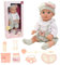 Festfun 40cm Poupée Poupon avec Le Vêtement, Les Accessoires d'alimentation Set Poupée Bébé Poupon 40cm Mignon Cadeau pour Les Tout-Petit