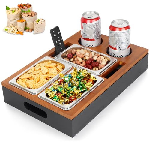 CouchBar Extrem Robuste und Langlebige Premium Couchbar Snackbox, Elegantes Design, Flexible Trennwände, Sofatablett mit Mehreren Stauräumen Geschenk für Männer und Frauen