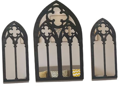 Dualoai 3X Gothic Wandspiegel Kleine Spiegel Dekor Barock Wandspiegel Wanddeko Spiegel, Stil B