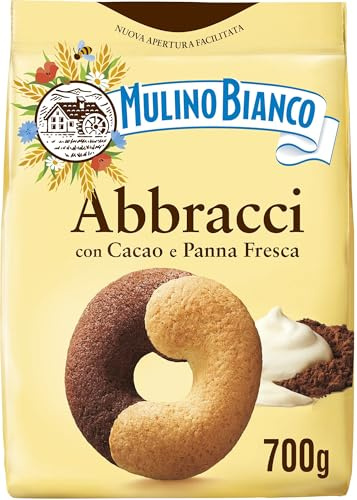 Mulino Bianco Biscotti Frollini Abbracci con Cacao e Panna Fresca, Senza Olio di Palma, Colazione Ricca di Gusto, 700 g (Confezione da 3)