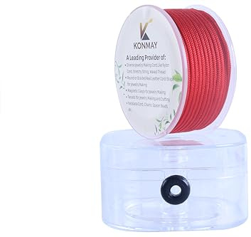 KONMAY Cuerda de Nylon Rojo de 2,0mm con Estuche para Pulseras, 10 Metros de Cordón de Satén de Nylon Trenzado para Fabricación de Joyas, Abalorios, Nudos Chinos, Kumihimo, Macramé