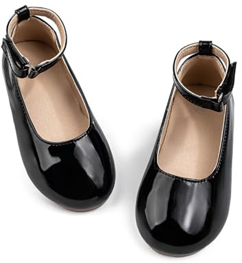 CENCIRILY Girls Mary Jane Dress Shoes Square Toe Bow Toddler Wedding Flats