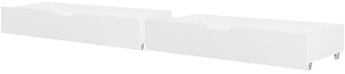 Bettschublade auf Rollen 2er Set Kiefernholz weiß 99 x 47 cm Cronat
