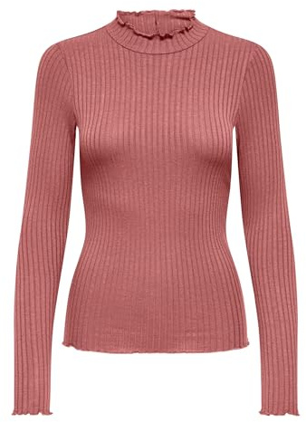 JdY Damen Jdyfransiska Life L/S Hi-NCK Top Jr Noos, Withered Rose, Large