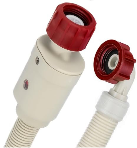 Schläfer 253315 | Tubo di Carico Lavatrice 1.5mt Universale con Valvola di non ritorno Sicurezza Aquastop, Ingresso Acqua Fredda. Filetto Standard FF 3/4 Lunghezza tubo 150cm con Raccordo Curva a 90°