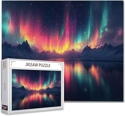 Puzzle 5000 Teile Nordlicht Puzzle Erwachsene Groß Panorama, Klassische Schwerpuzzle PäDagogisches Spiel Herausforderung Impossible Kunstpuzzle, Compact Box Mit Poster Geschenke für Frauen/MäNner Z-4